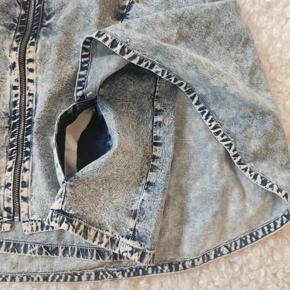 Denim Look Cropped Cape Jacket Sz S Lightweight Chambray Style Western Cowgirl - Picture 5 of 11